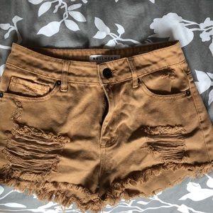 bullhead high rise tan shorts